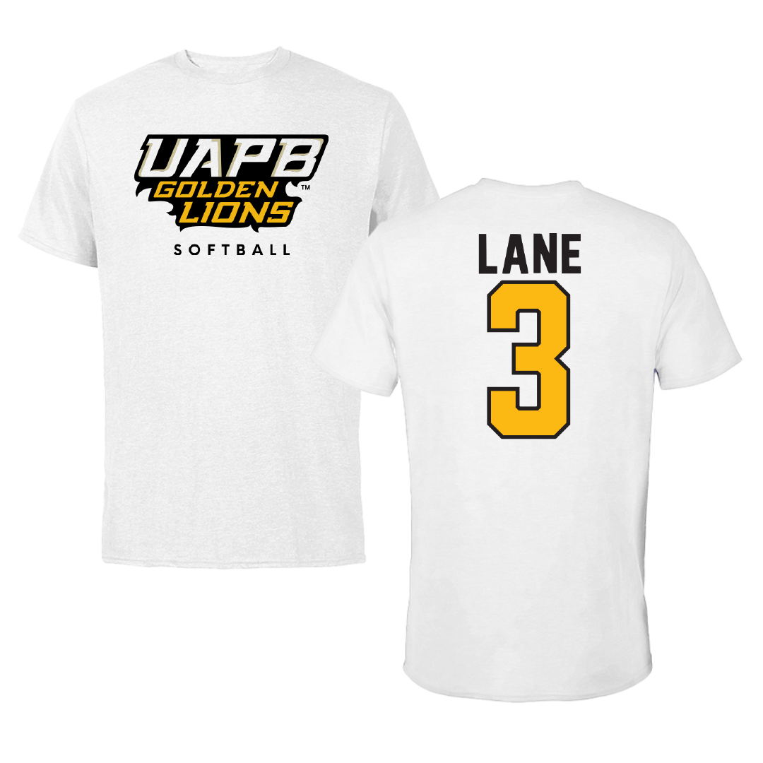 University of Arkansas-Pine Bluff Softball White Performance Tee - #3 Zy'ava Lane