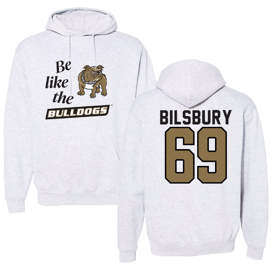 Bryant University Football Light Gray Be Like Us Hoodie - #69 Nick Bilsbury