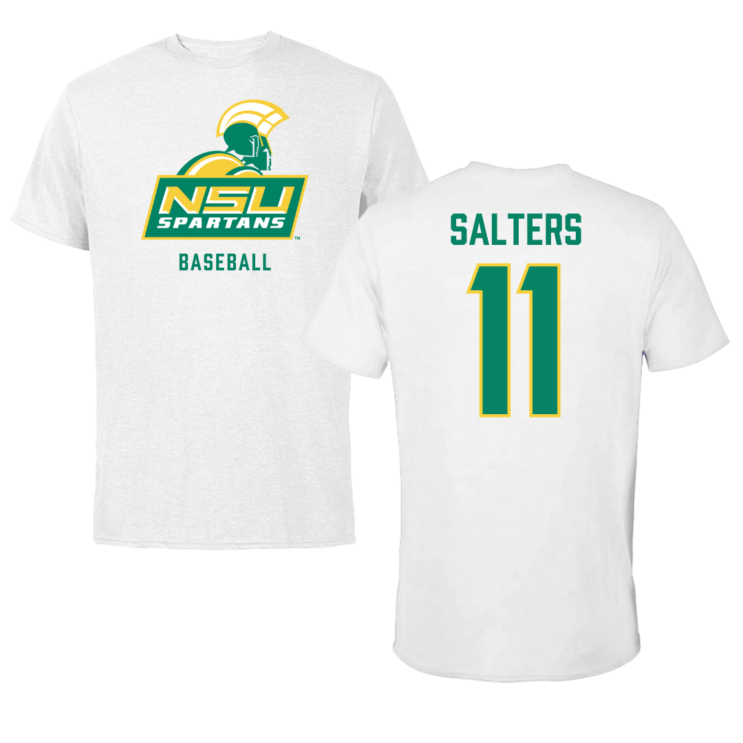Norfolk State University Baseball White Performance Tee - #11 Ian Salters