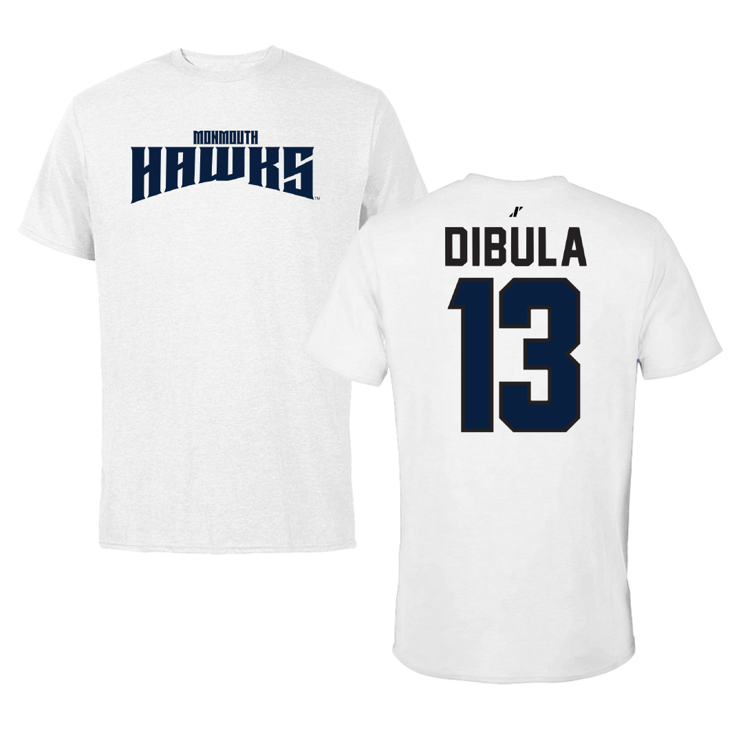 Monmouth University Basketball White Classic Performance Tee - #13 Divine Dibula