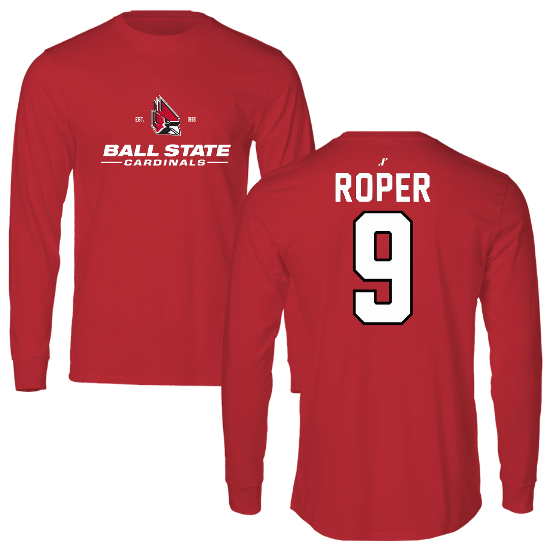 Ball State University Soccer Red General Performance Long Sleeve - #9 Emily Roper