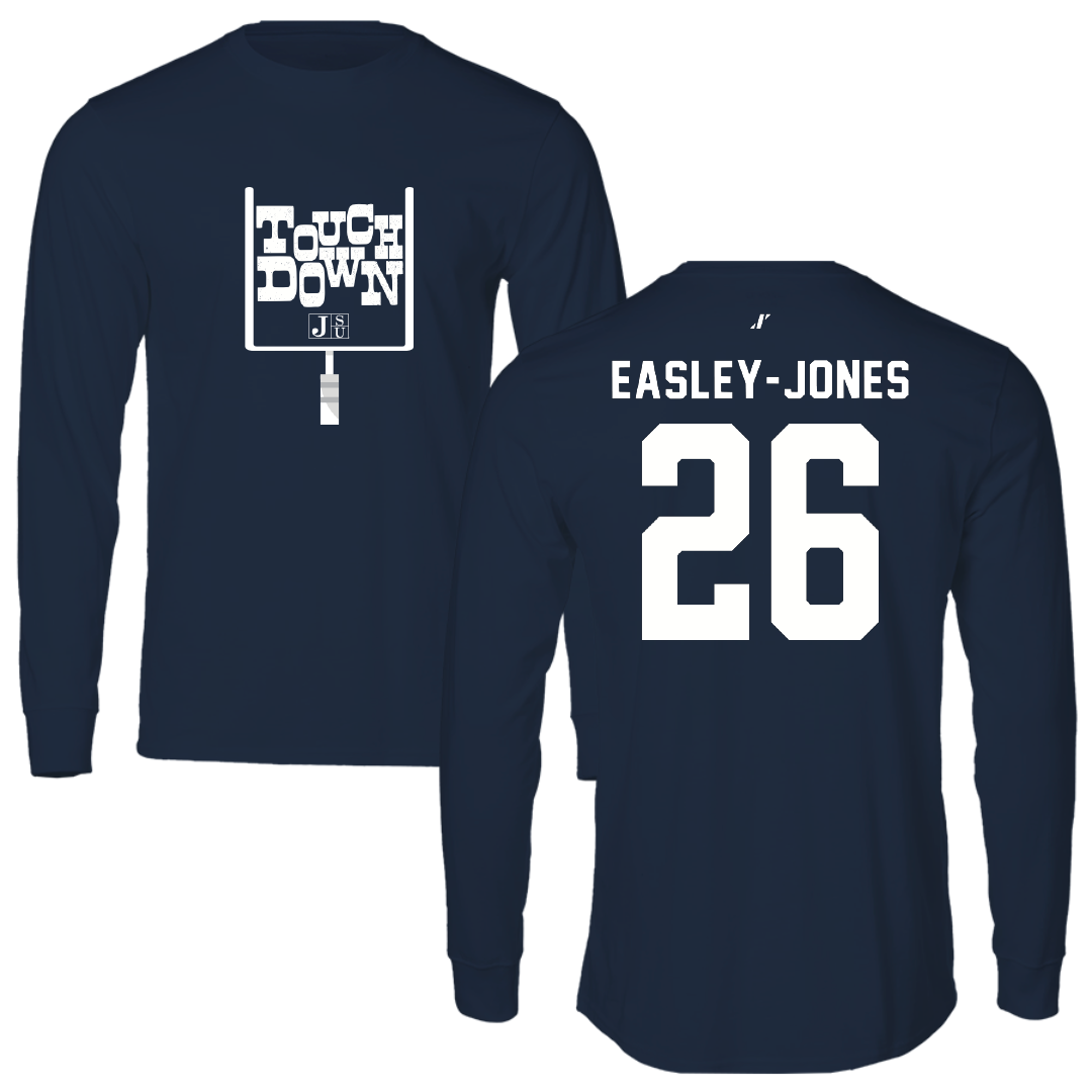 Jackson State University Football Navy Touchdown Performance Long Sleeve - #26 Tavarious Easley-Jones