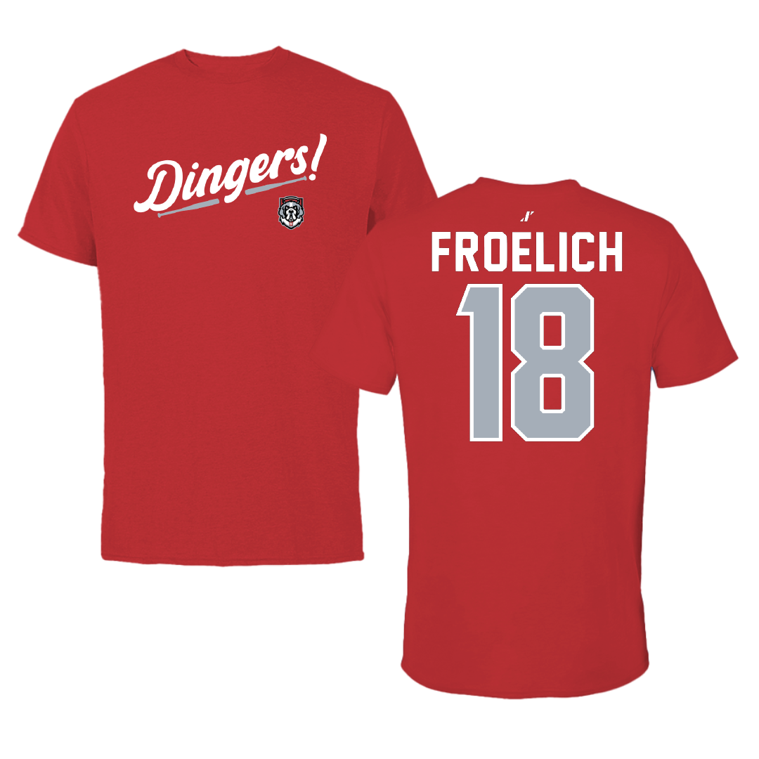 D'Youville University Baseball Red Dingers Tee - #18 Evan Froelich