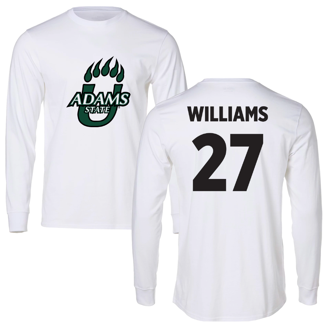 Adams State University Basketball White Performance Long Sleeve - #27 Destan Williams