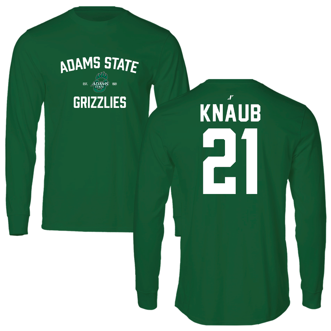 Adams State University Basketball Green General Performance Long Sleeve - #21 Michael Knaub