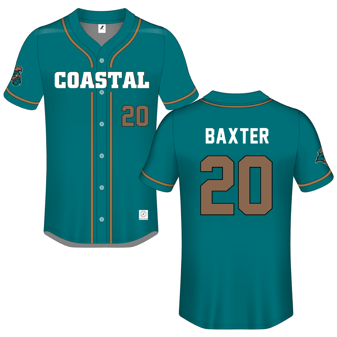 Coastal Carolina University Teal Button-Down Jersey - #20 Moira Baxter