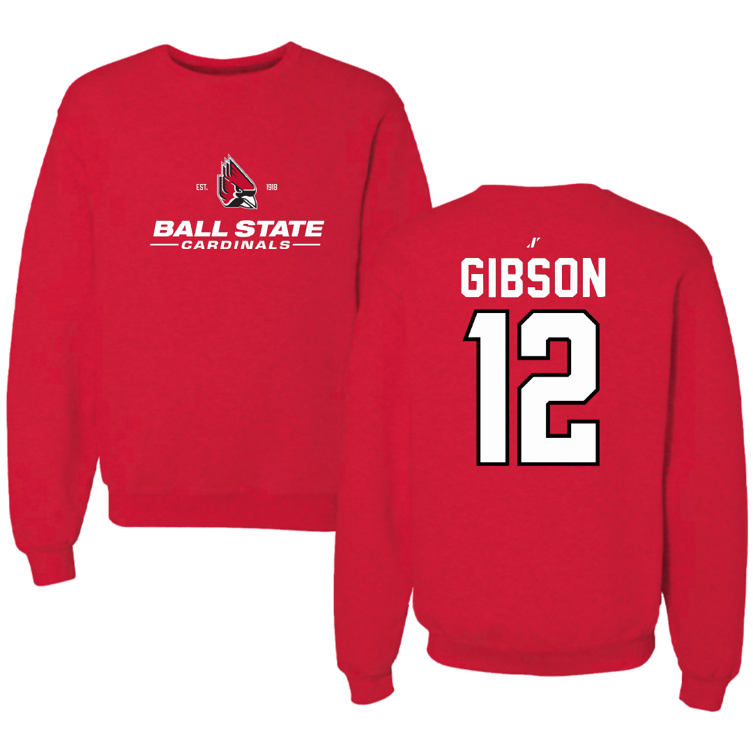 Ball State University Softball Red General Crewneck - #12 Kaitlyn Gibson