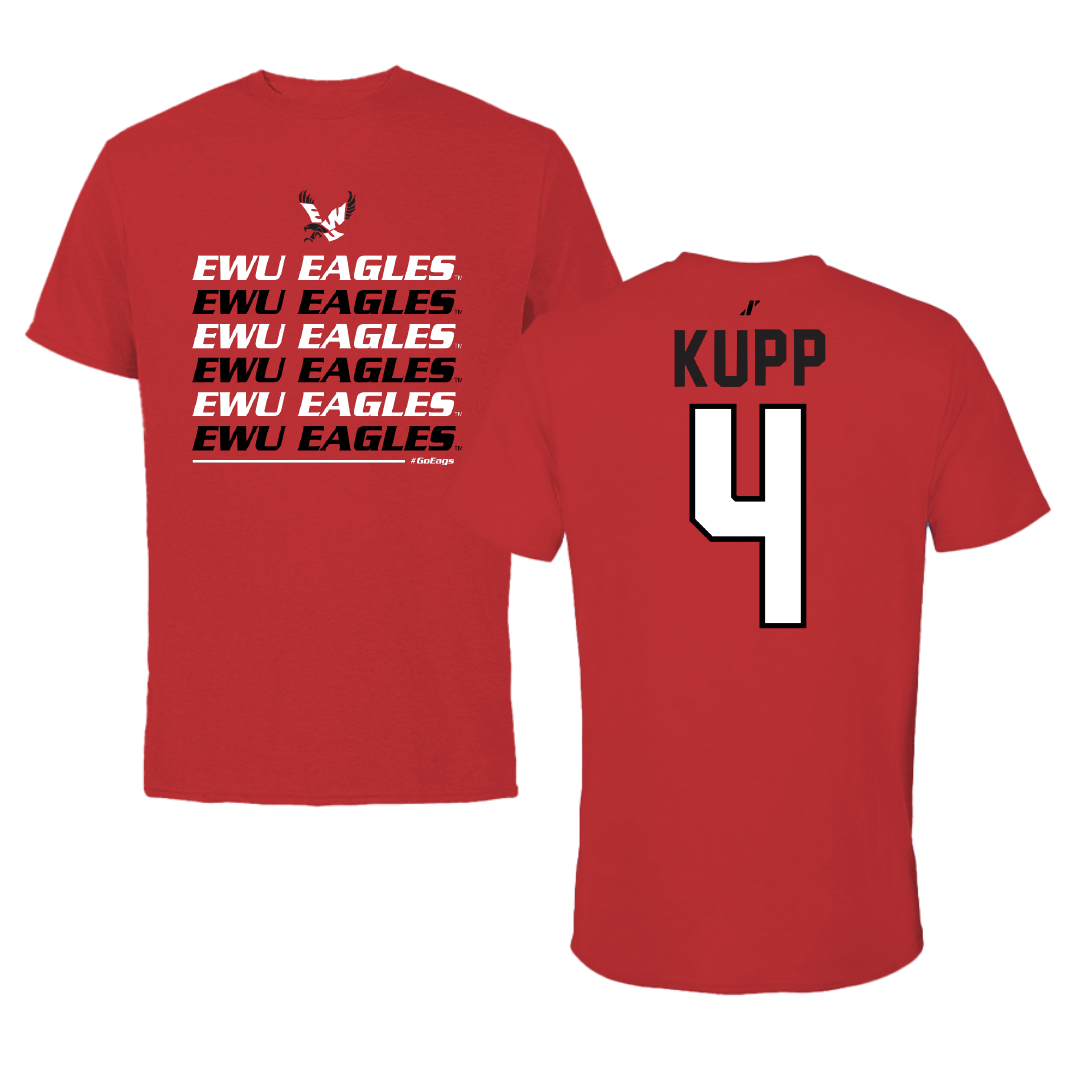 Eastern Washington University Soccer Red General Performance Tee - #4 Katrina Kupp