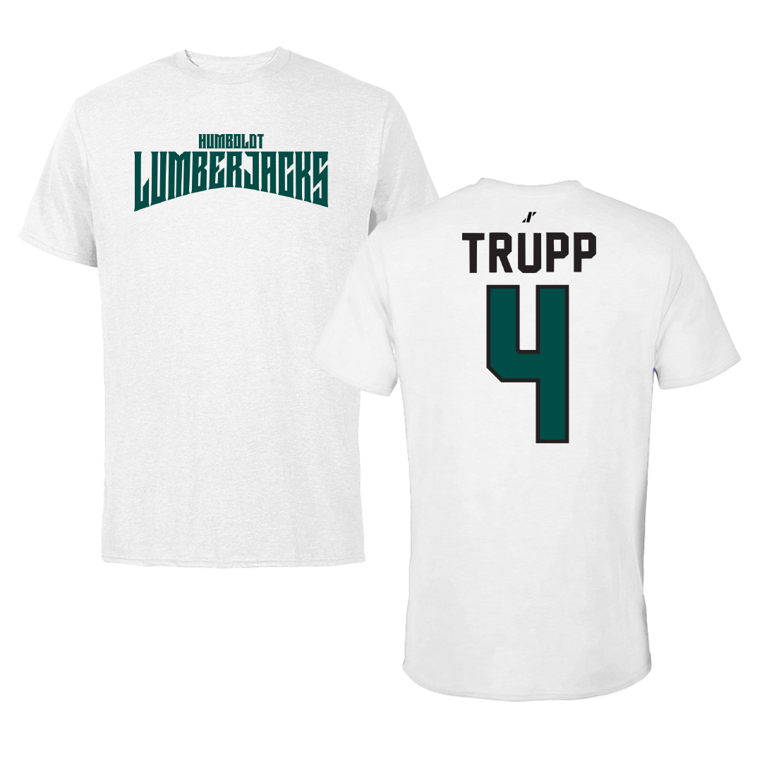 Cal Poly Humboldt Volleyball White Classic Tee - #4 Graysen Trupp