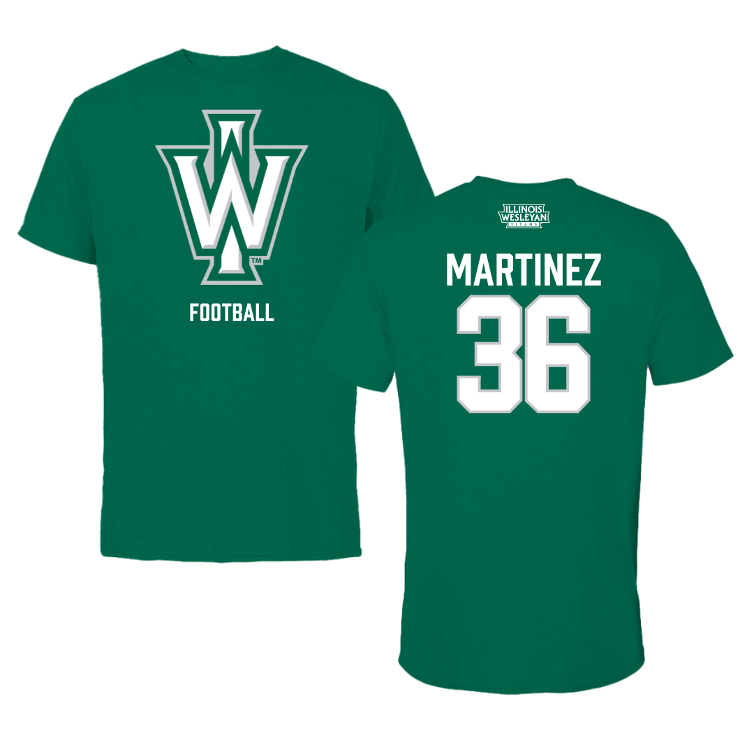 Illinois Wesleyan University Football Green Performance Tee - #36 Yahir Martinez