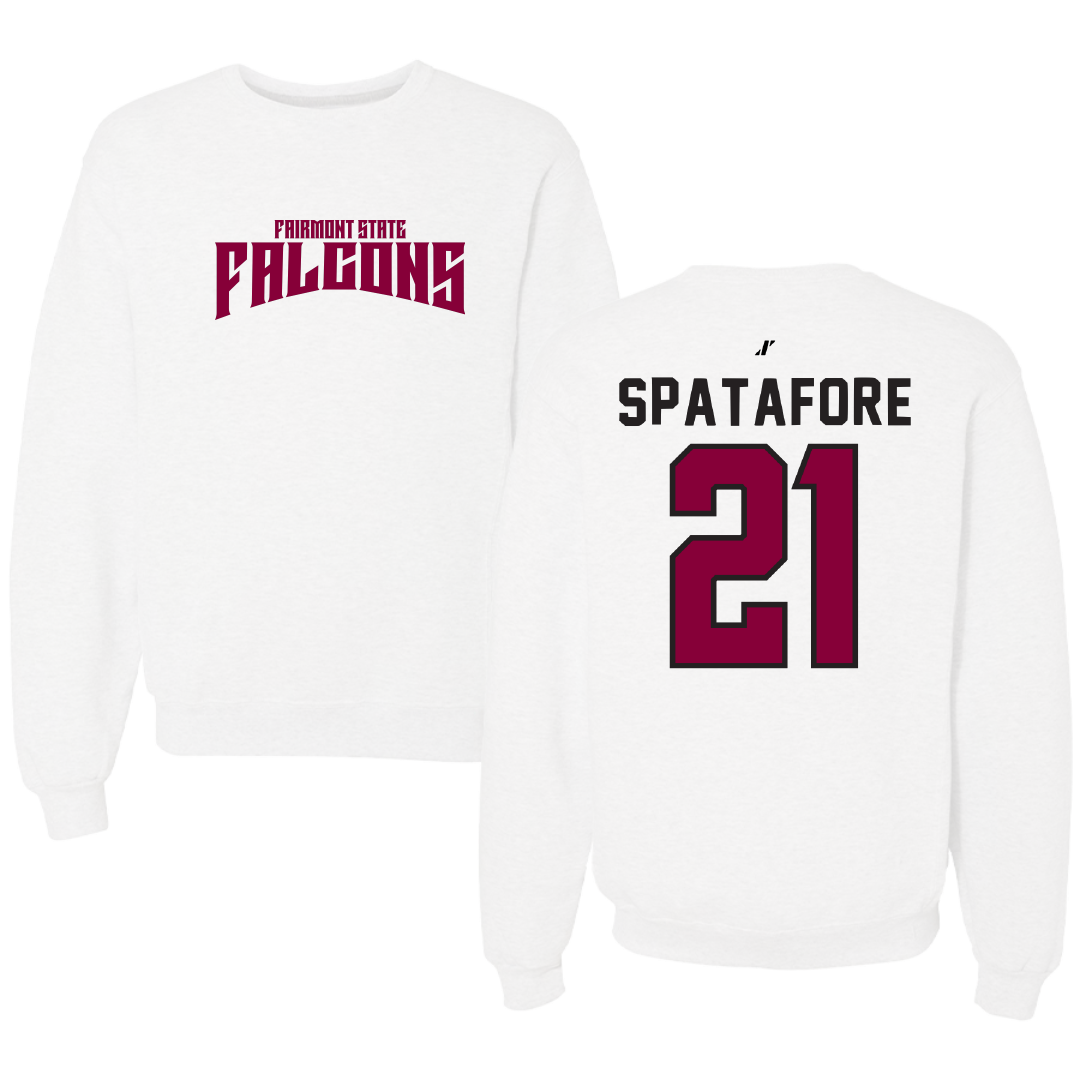 Fairmont State University Basketball White Classic Crewneck - #21 Anthony Spatafore
