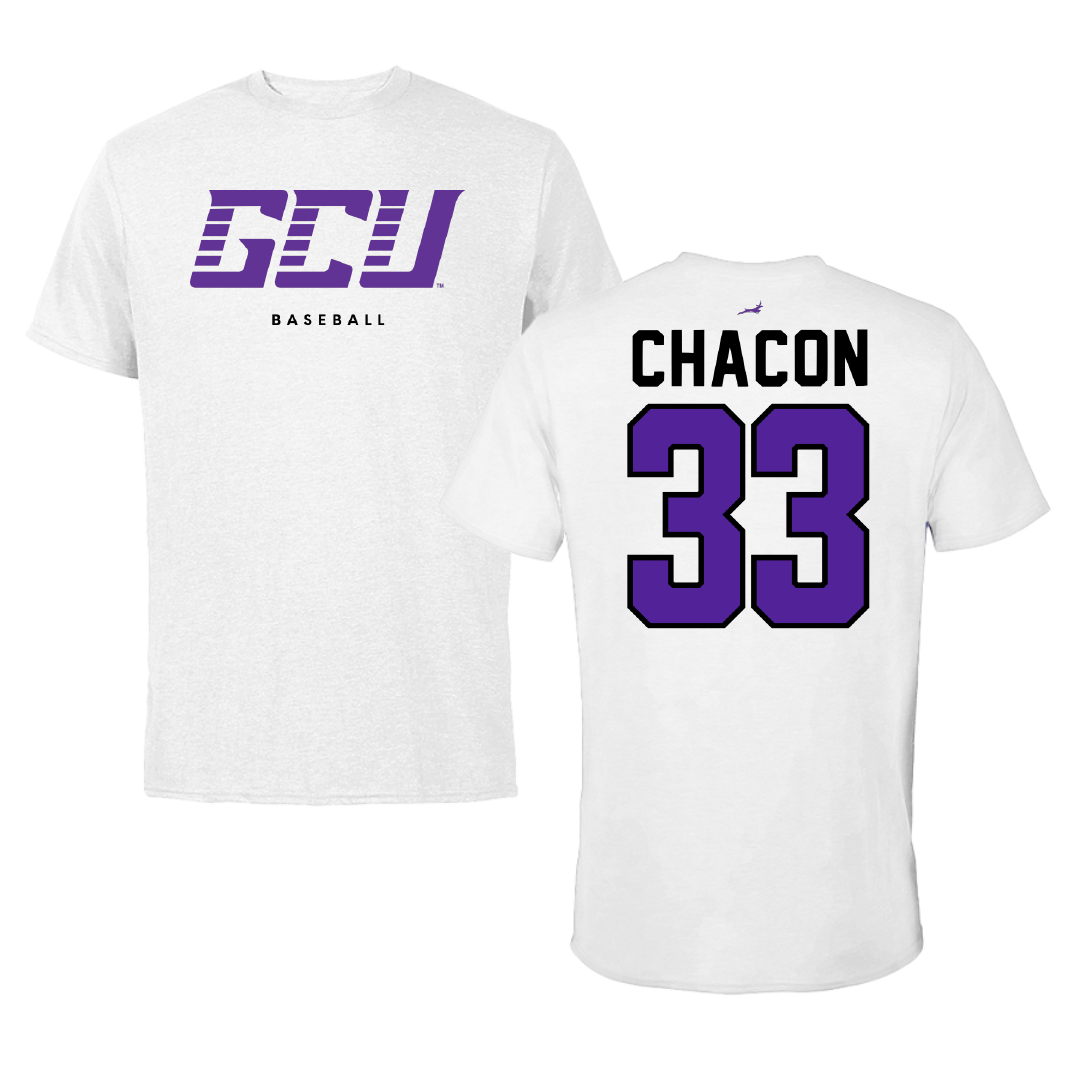 Grand Canyon University Baseball White Tee - #33 Dominic Chacon
