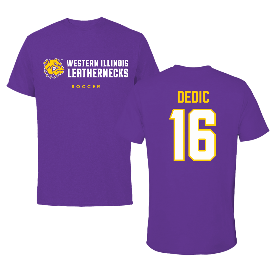 Western Illinois University Soccer Purple Tee - #16 Armin Dedic