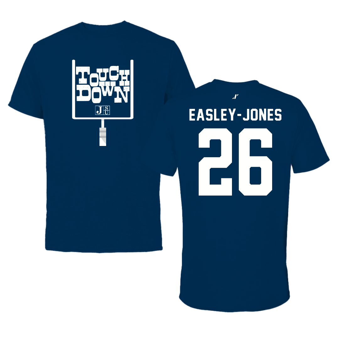 Jackson State University Football Navy Touchdown Tee - #26 Tavarious Easley-Jones