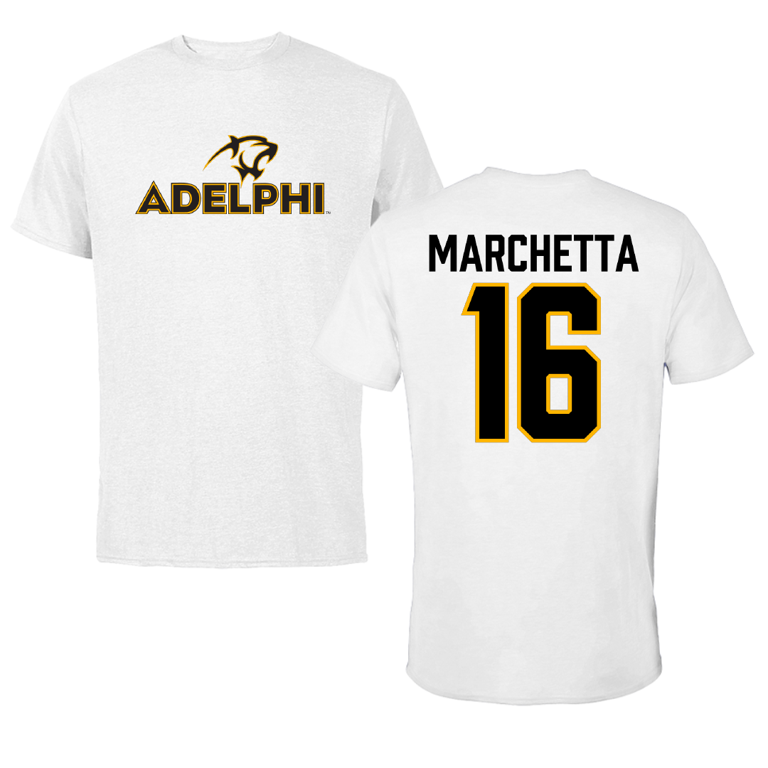 Adelphi University Lacrosse White Performance Tee - #16 Madison Marchetta