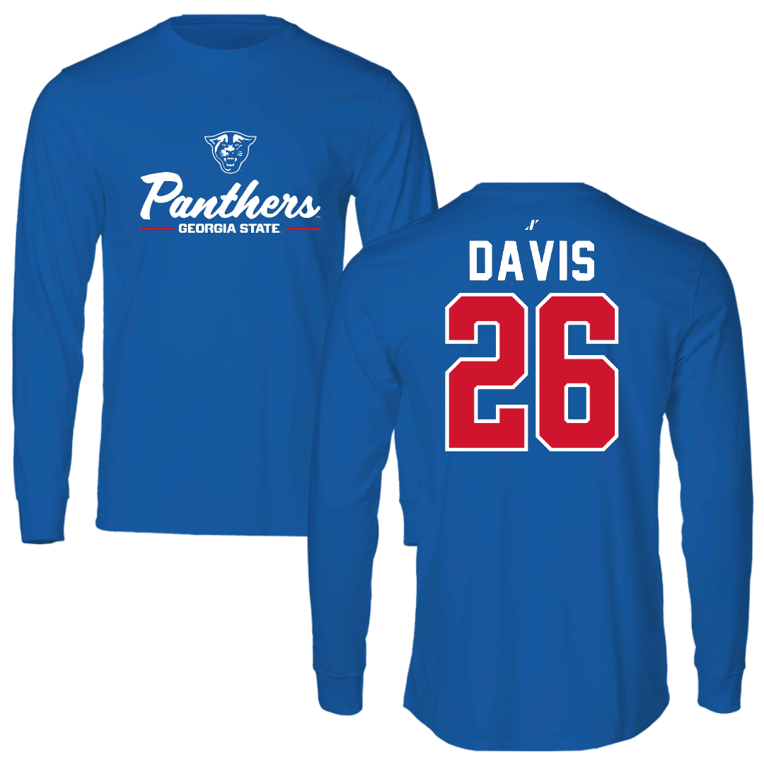 Georgia State University Football Blue General Performance Long Sleeve - #26 Aaron Davis