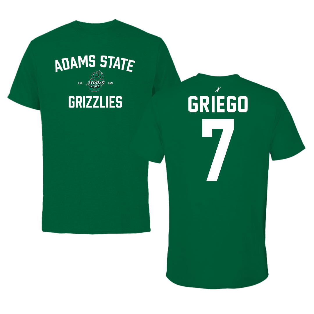 Adams State University Baseball Green General Tee - #7 Markus Griego