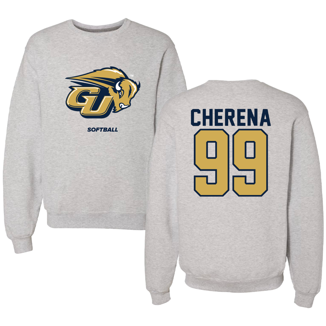 Gallaudet University Softball Gray Crewneck - #99 Lou Cherena