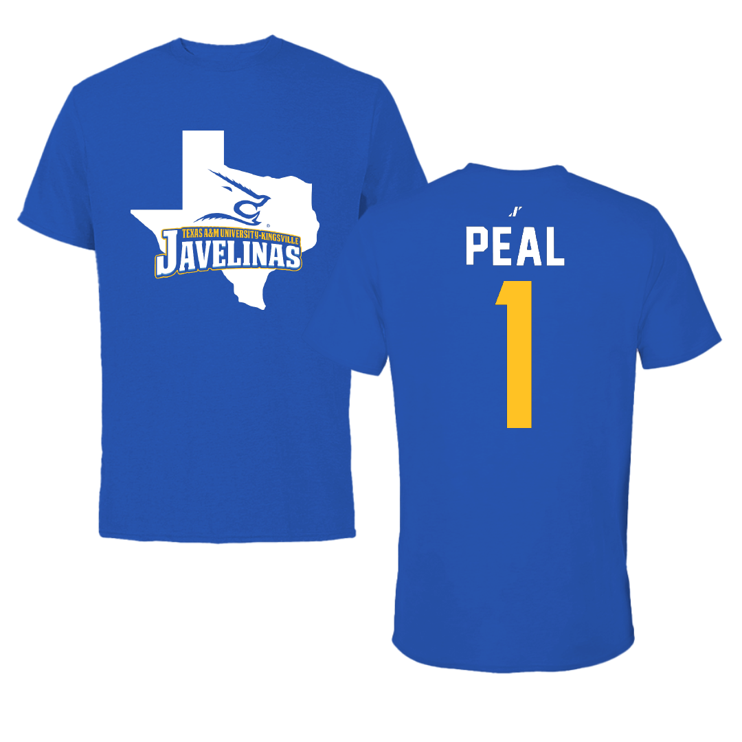 Texas A&M University-Kingsville Softball Blue State Performance Tee - #1 Shelbie Peal