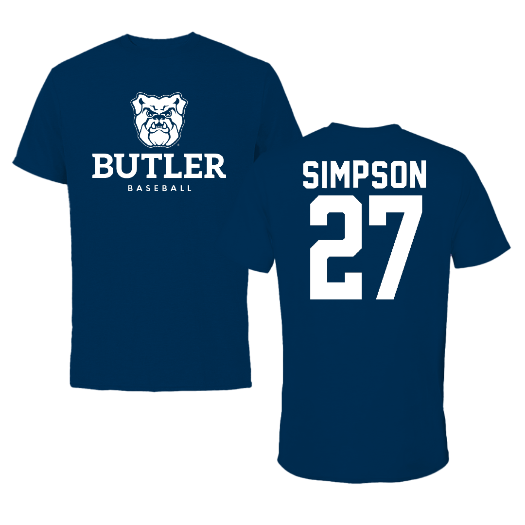 Butler University Baseball Navy Tee - #27 Espn Simpson