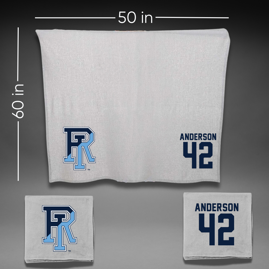 University of Rhode Island Baseball Gray Blanket - #42 Michael Anderson