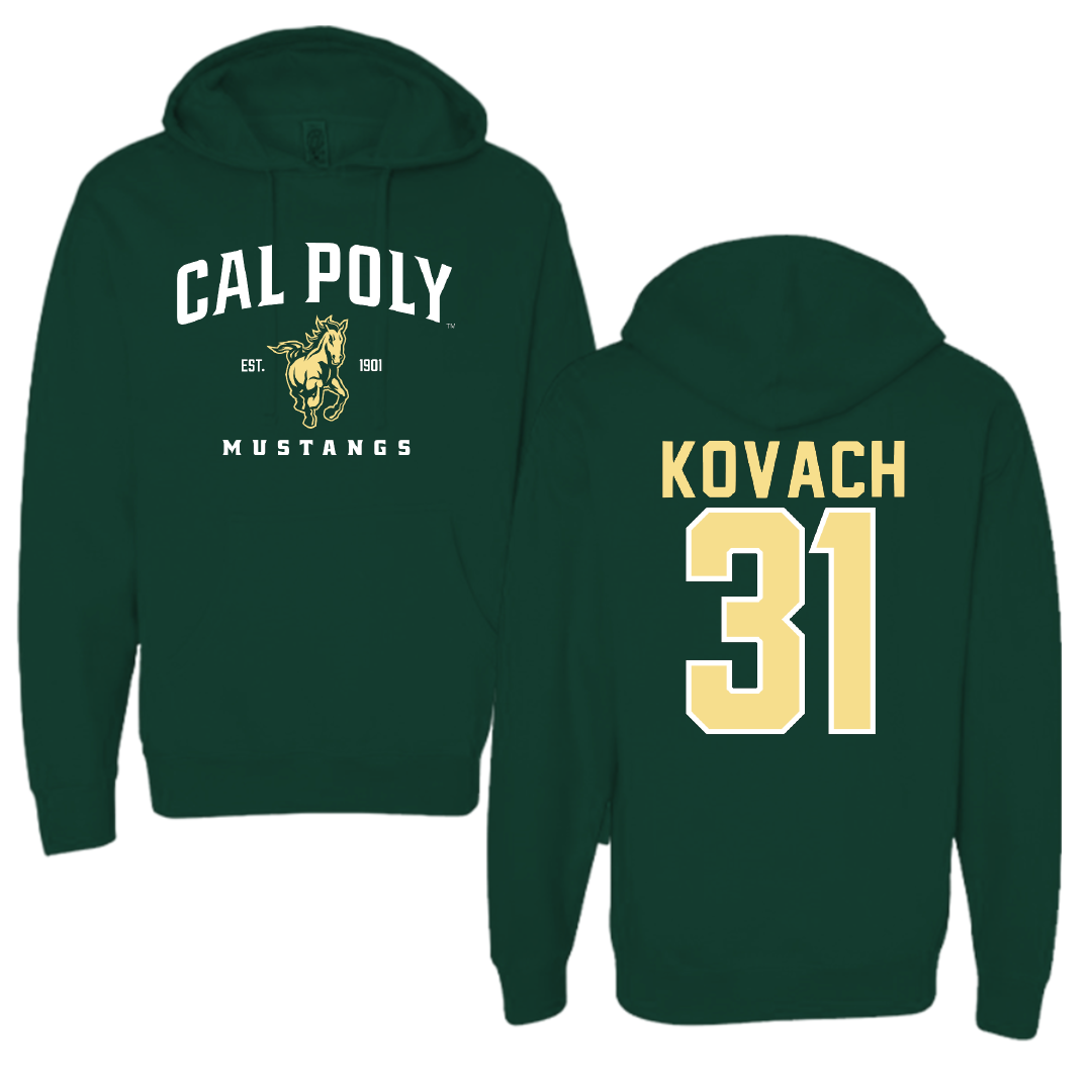 Cal Poly Baseball Forest Green General Hoodie - #31 Luke Kovach