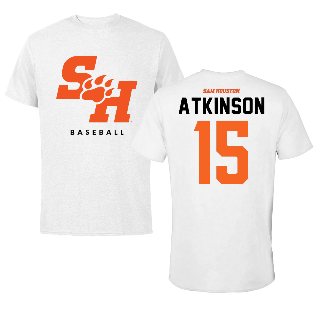 Sam Houston State University Baseball White Performance Tee - #15 A.J. Atkinson