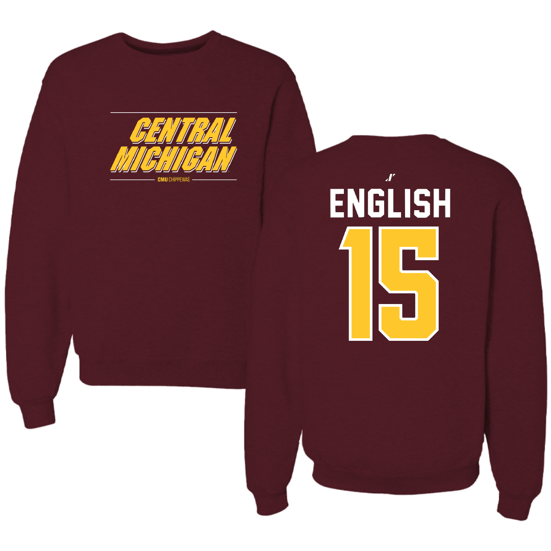 Central Michigan University Lacrosse Maroon General Crewneck - #15 Margaret English