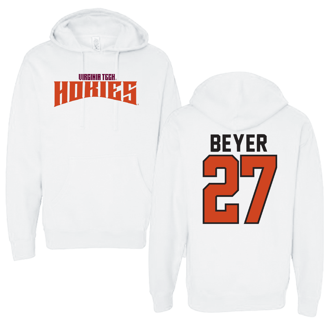 Virginia Tech Volleyball White Classic Hoodie - #27 Ella Beyer