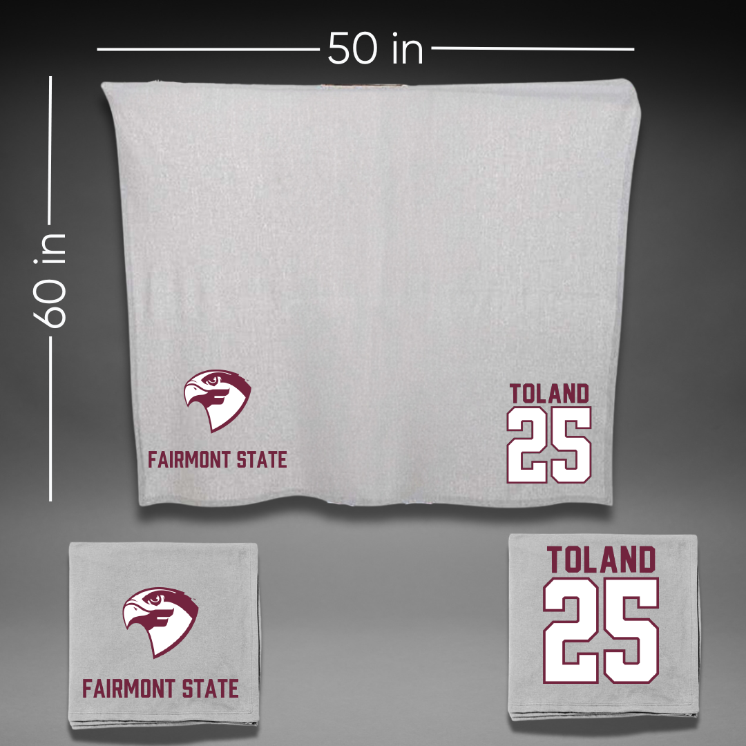 Fairmont State University Basketball Gray Blanket - #25 Olivia Toland
