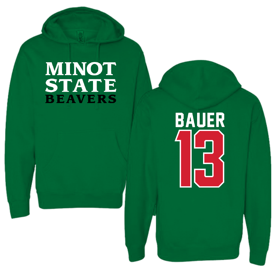 Minot State University Baseball Green Hoodie - #13 Ian Bauer