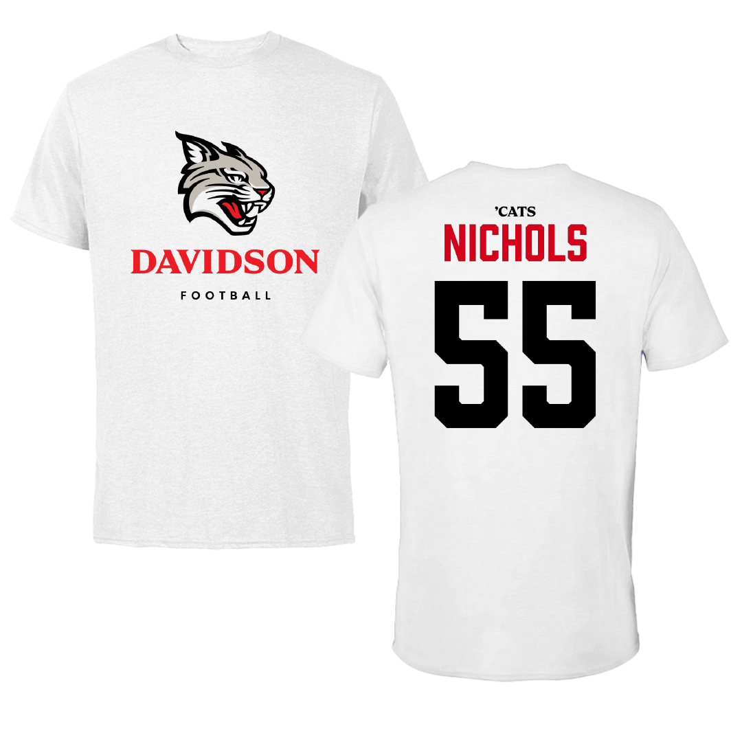 Davidson College Football White Tee - #55 Parker Nichols
