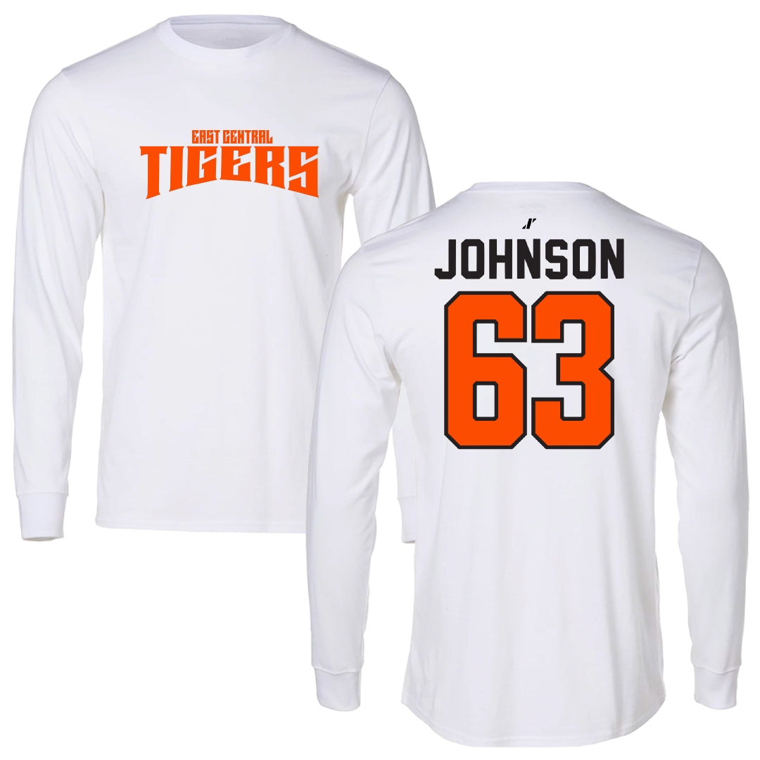 East Central University Football White Classic Long Sleeve - #63 Tyson Johnson