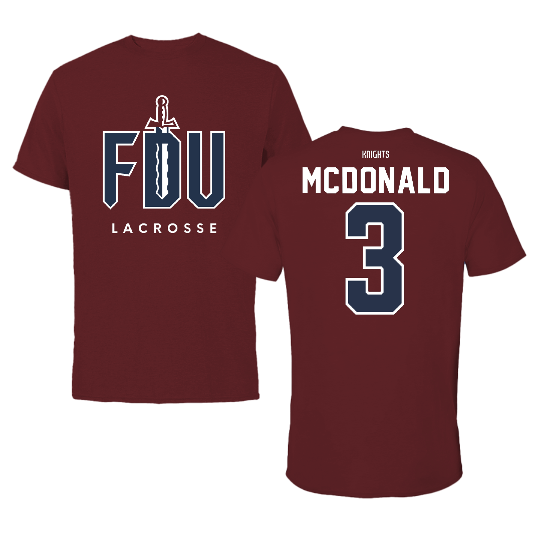 Fairleigh Dickinson University-Metropolitan Campus Lacrosse Maroon Tee - #3 Abigail McDonald