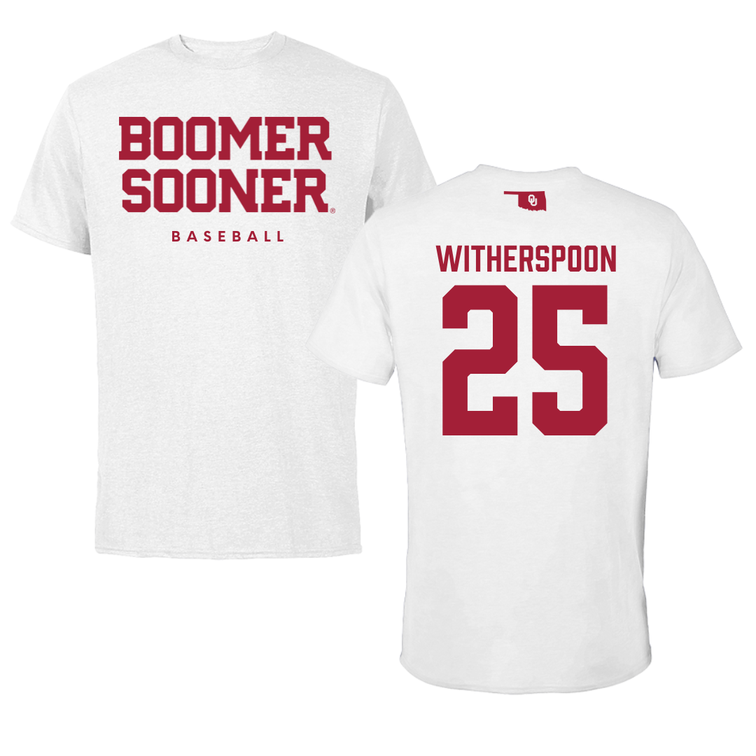 University of Oklahoma Baseball White Performance Tee - #25 Malachi Witherspoon