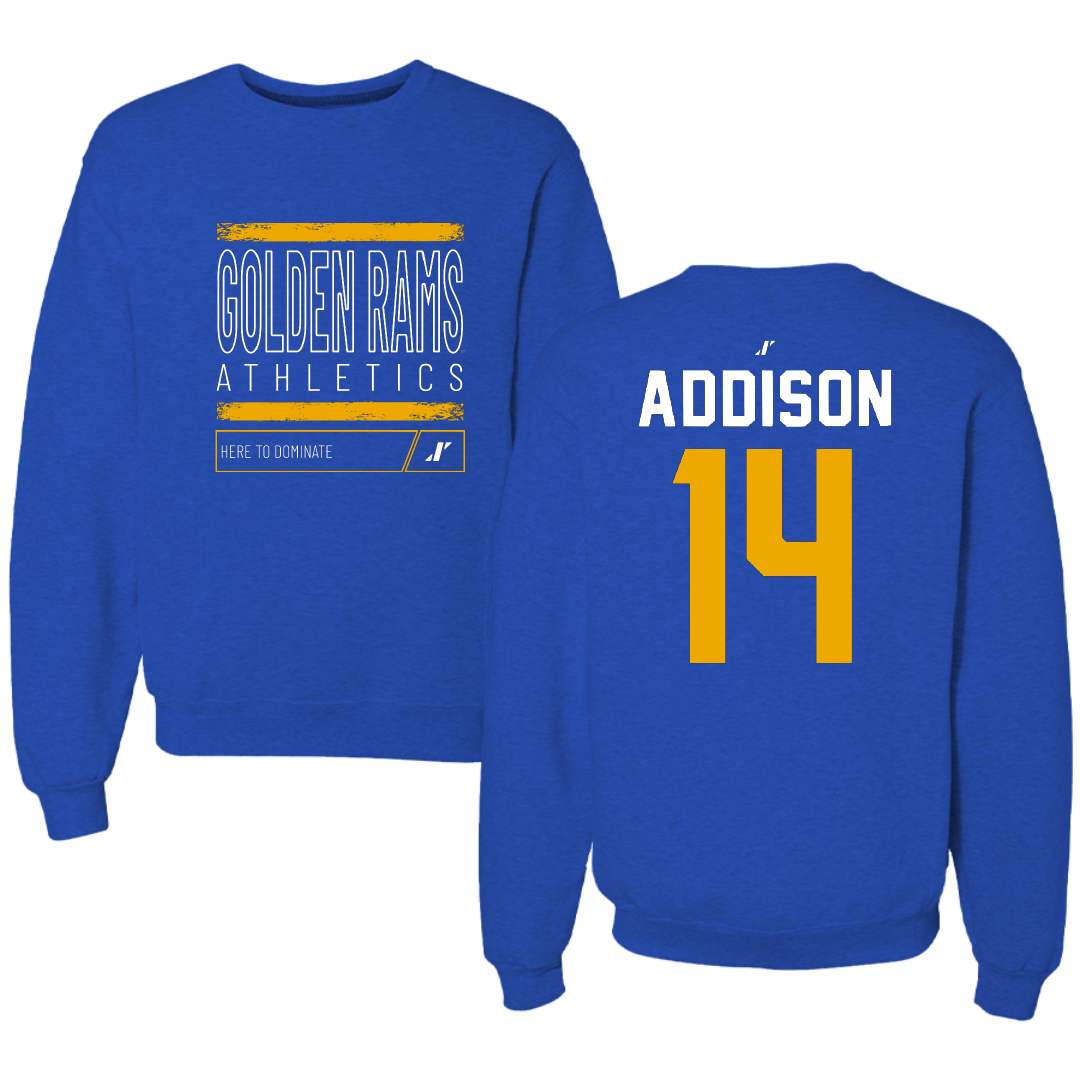 Albany State University Baseball Blue Dominate Crewneck - #14 Luke Addison