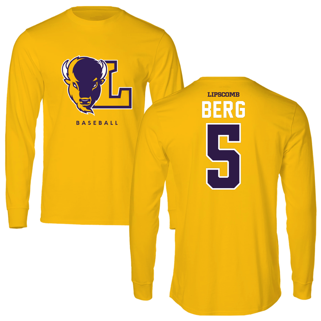 Lipscomb University Baseball Gold Long Sleeve - #5 Jake Berg
