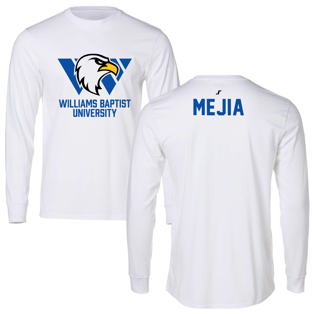 Williams Baptist University Wrestling White Performance Long Sleeve - Noel Mejia