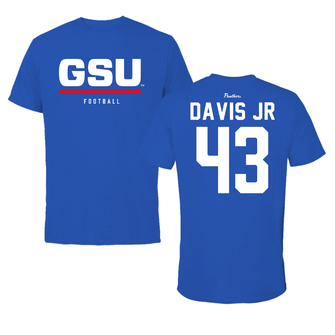 Georgia State University Football Blue Tee - #43 Chris Davis Jr
