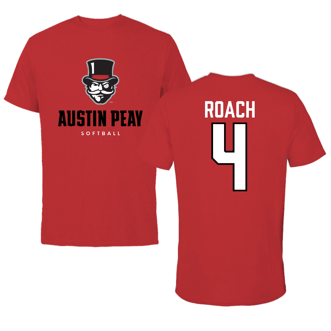 Austin Peay State University Softball Red Mascot Performance Tee - #4 Raylon Roach