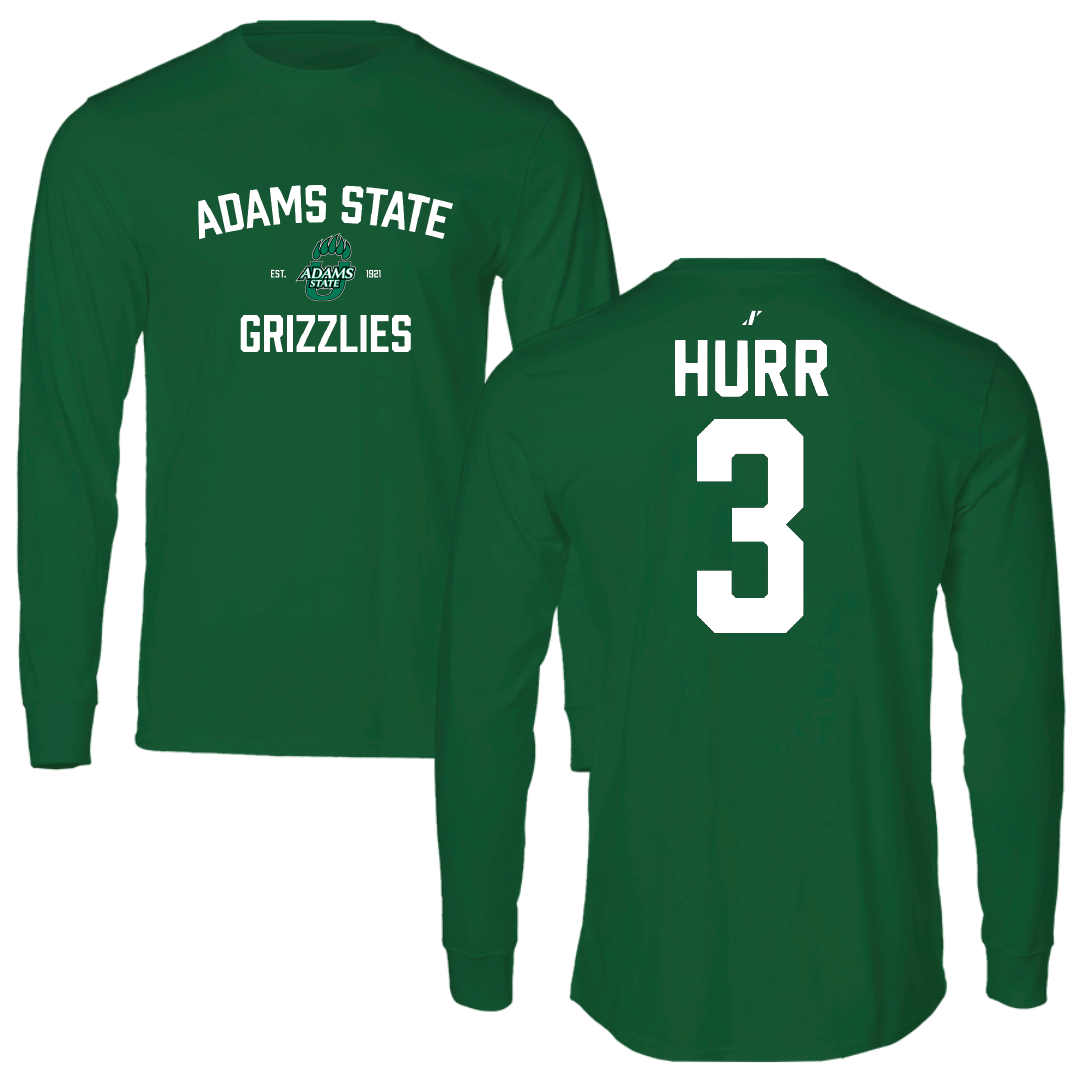 Adams State University Basketball Green General Performance Long Sleeve - #3 Alex Hurr