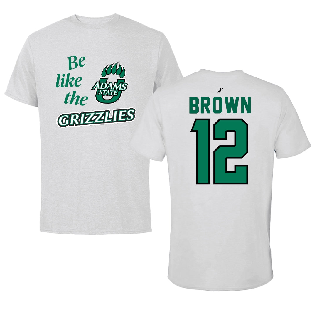 Adams State University Baseball Light Gray Be Like Us Tee - #12 Payton Brown