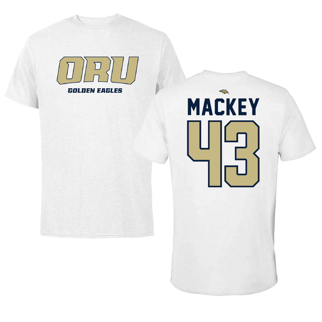 Oral Roberts University Baseball White Performance Tee - #43 Brayden Mackey