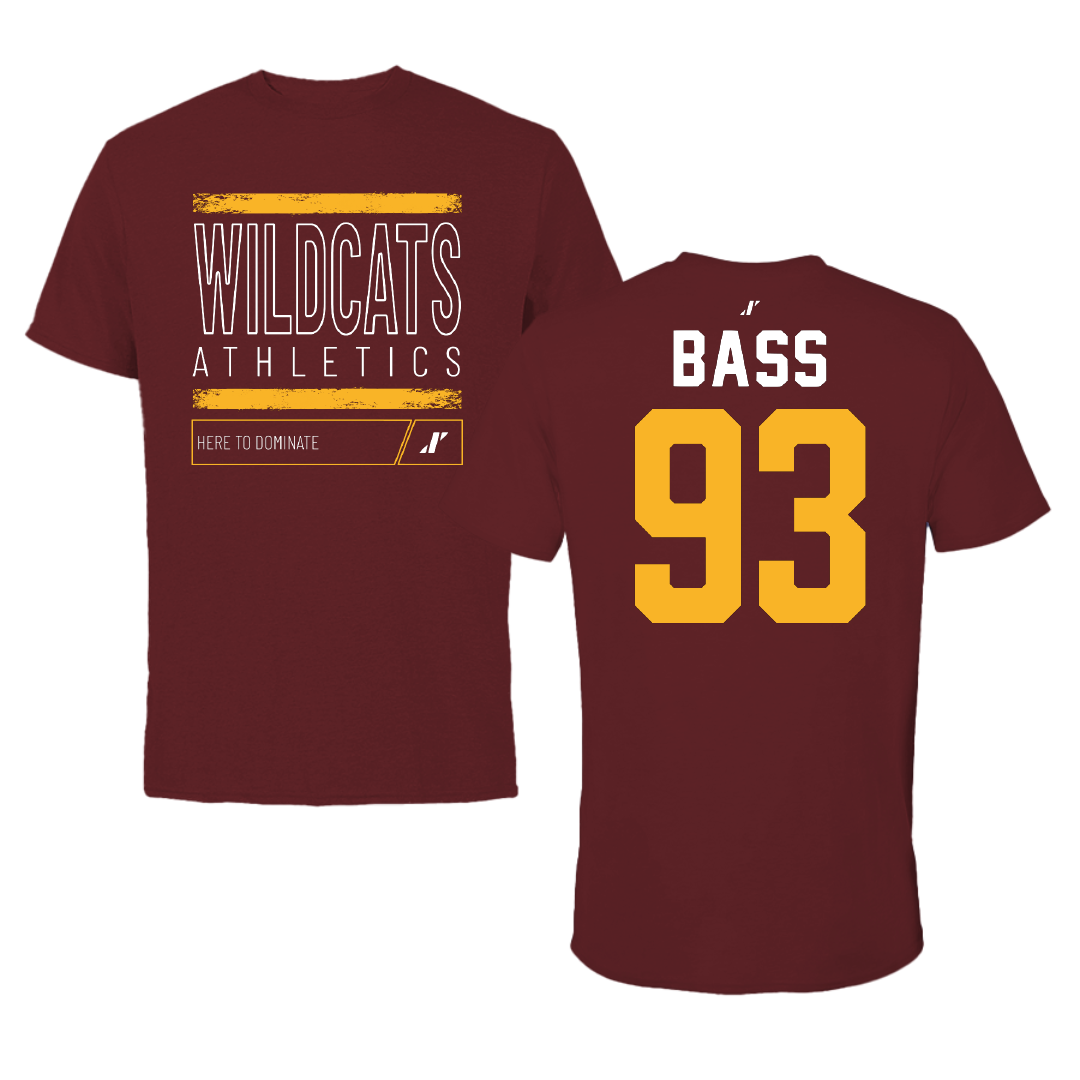 Bethune-Cookman University Football Maroon Dominate Tee - #93 Cornelious Bass