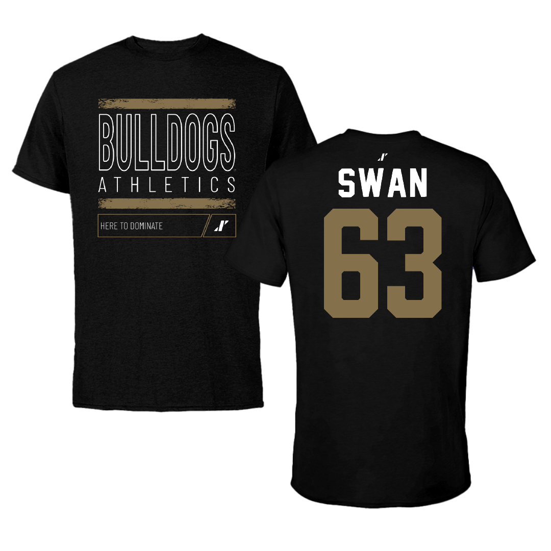 Bryant University Football Black Dominate Performance Tee - #63 Sam Swan