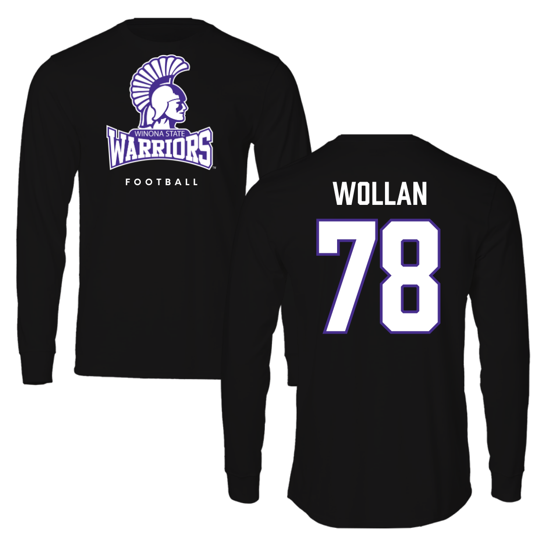 Winona State University Football Black Performance Long Sleeve - #78 Garit Wollan