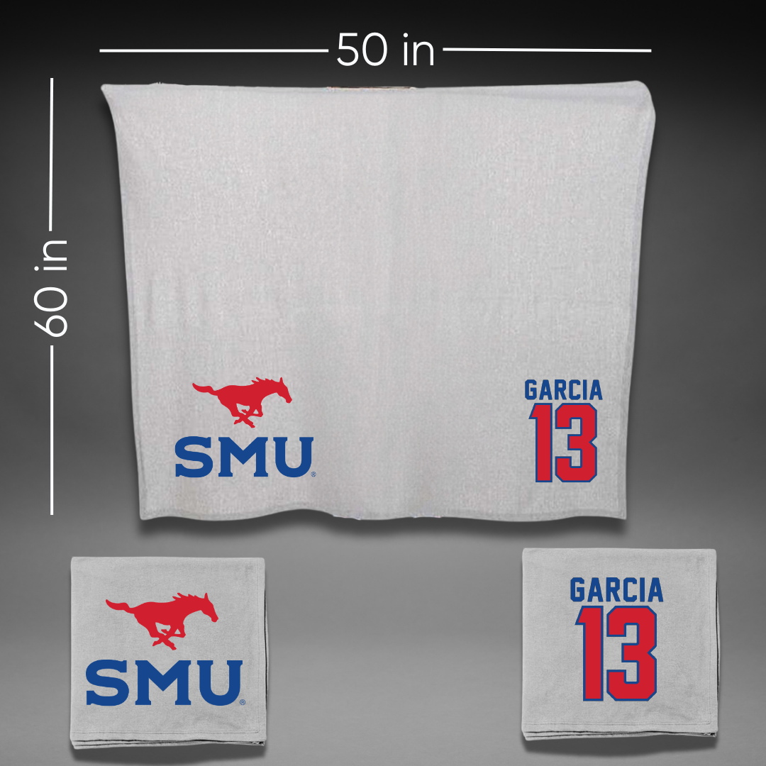 Southern Methodist University Soccer Gray Blanket - #13 Richie Garcia