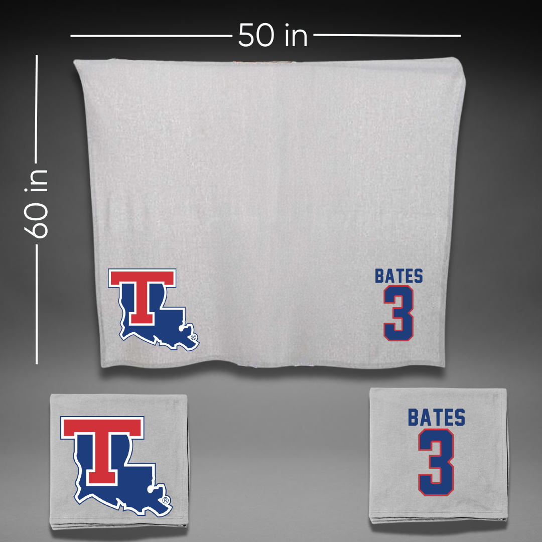 Louisiana Tech University Basketball Gray Blanket - #3 AJ Bates