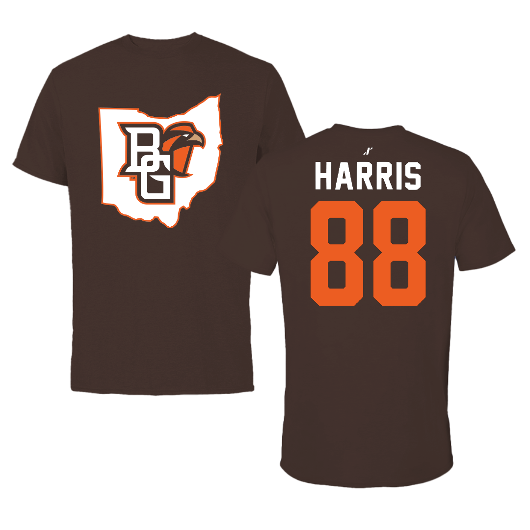Bowling Green State University Football Brown State Tee - #88 Jacob Harris
