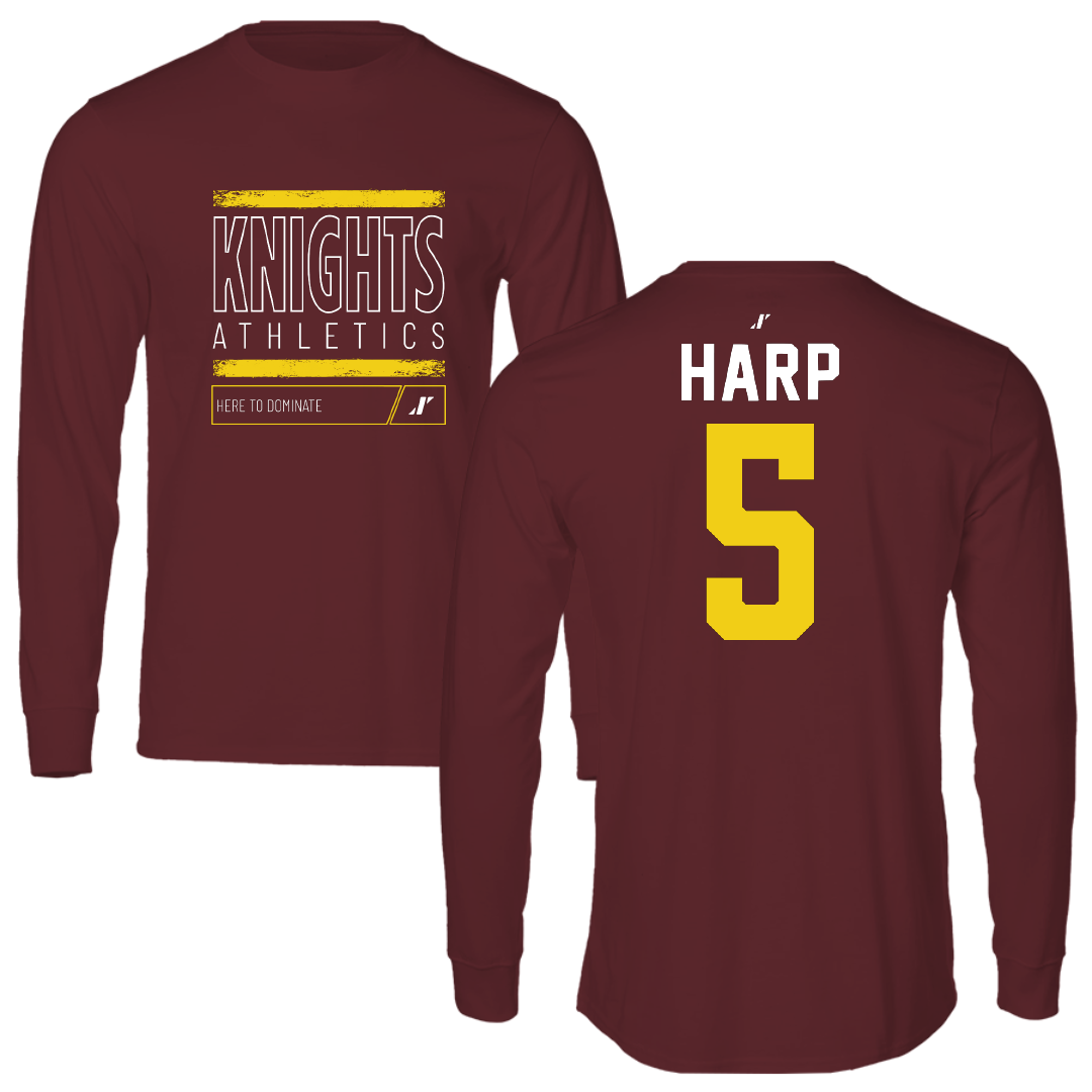 Calvin University Football Maroon Dominate Performance Long Sleeve - #5 Kenden Harp